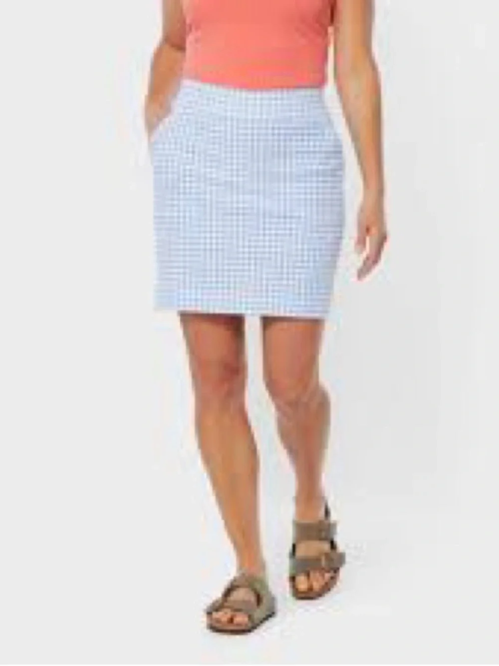 Duluth blue white plaid checkered gingham cotton NoGA skort medium